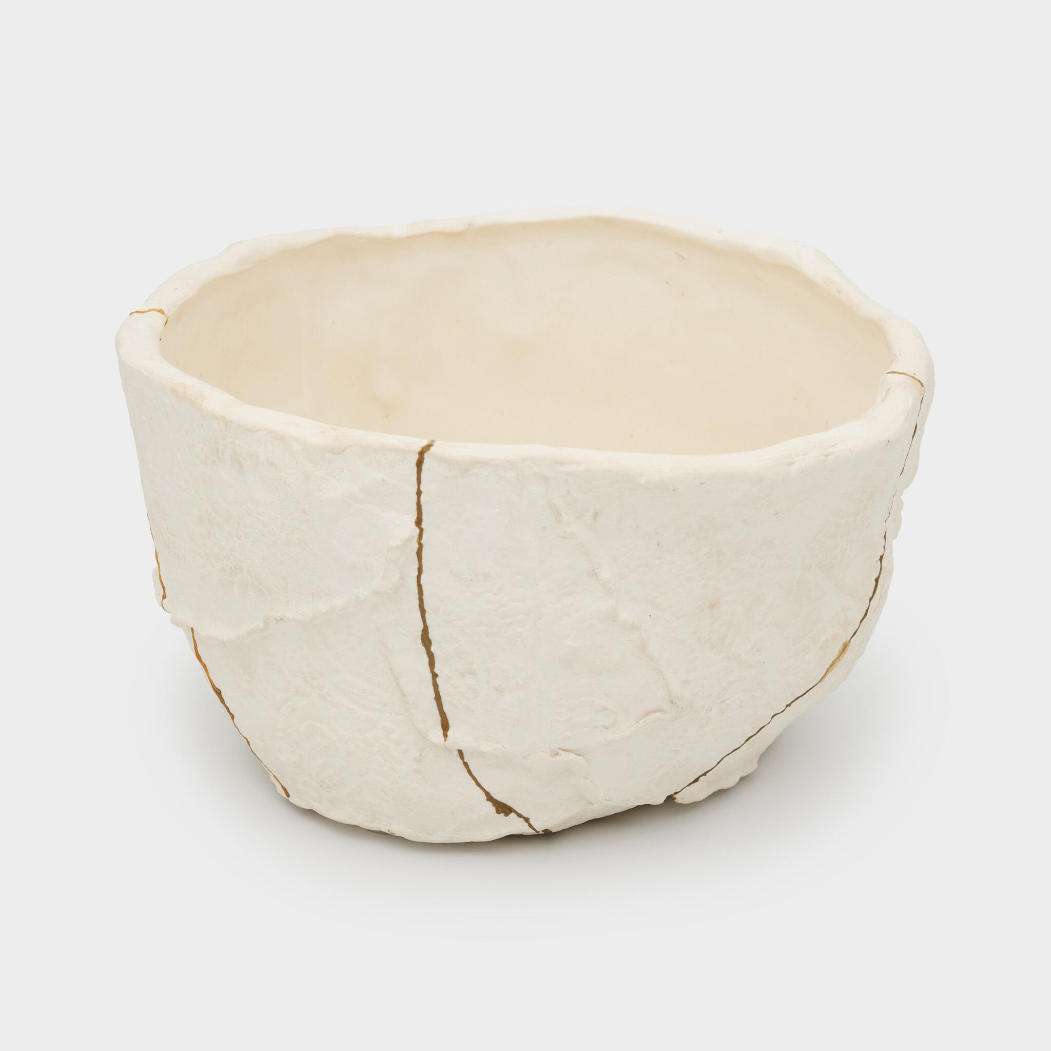 BOWL CERÂMICA BRANCO DOURADO TEXTURA