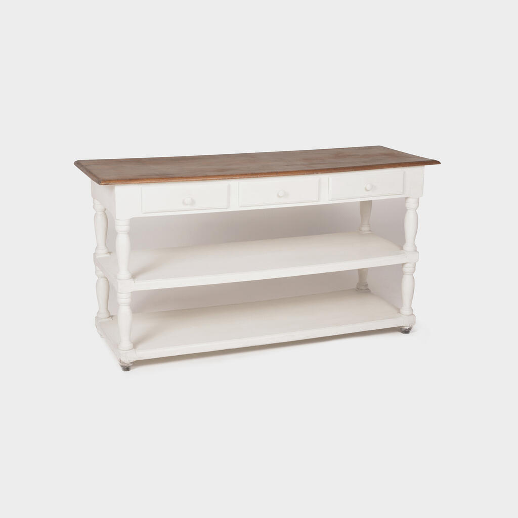 APARADOR BRANCO 3 ANDARES PÉ BRANCO TAMPO LUSTRADO