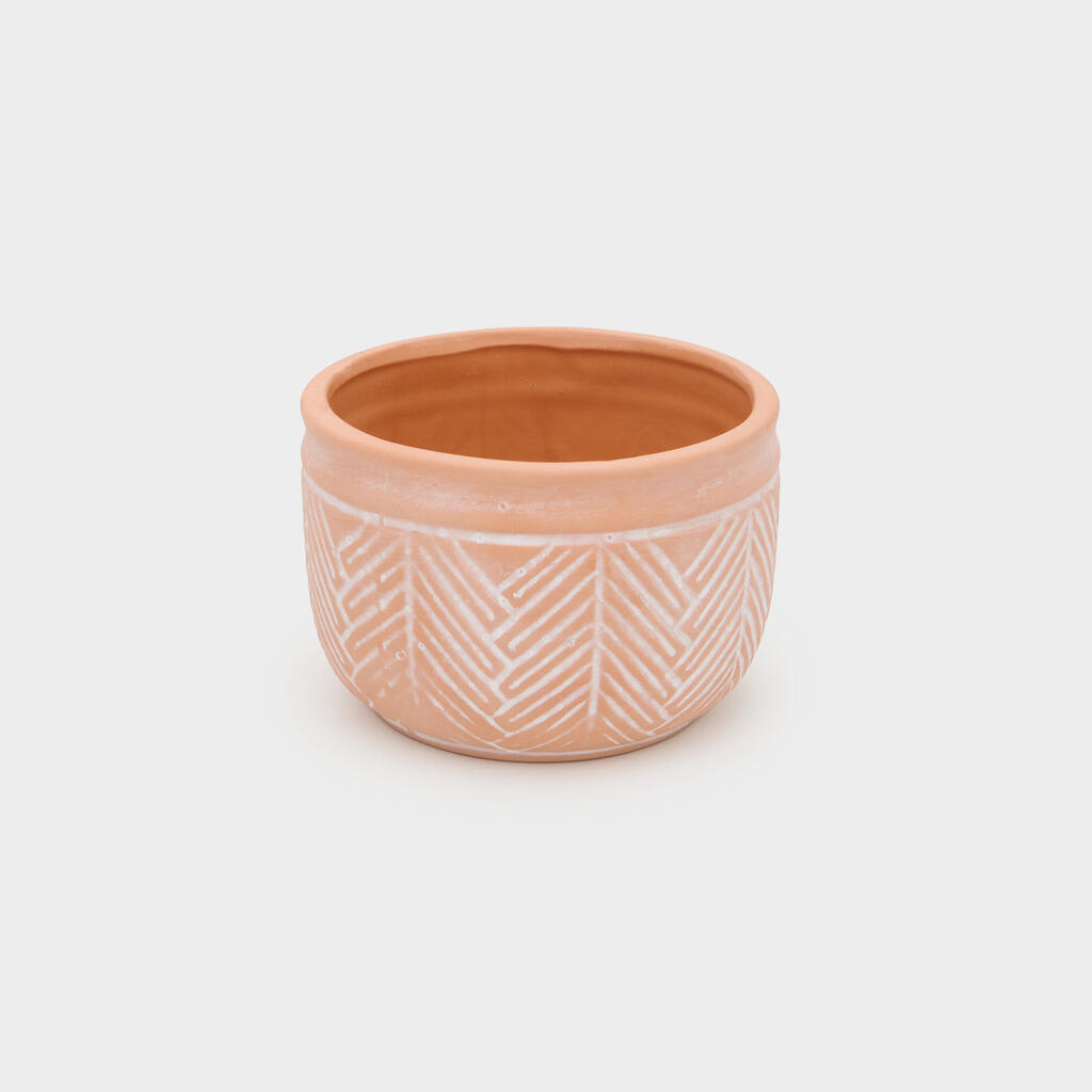 CACHEPOT CERÂMICA TIJOLO ZIG ZAG BRANCO