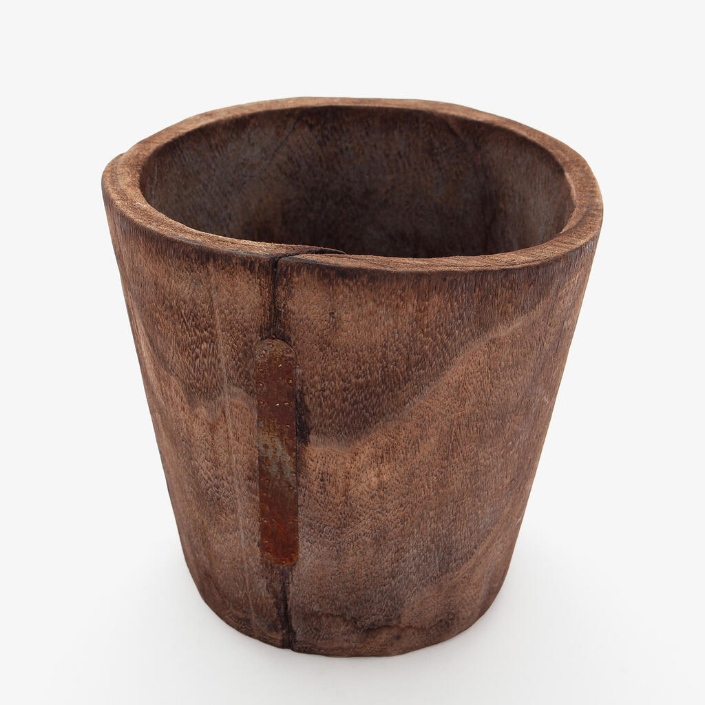 CACHEPOT REDONDO MADEIRA RUSTICO - GG