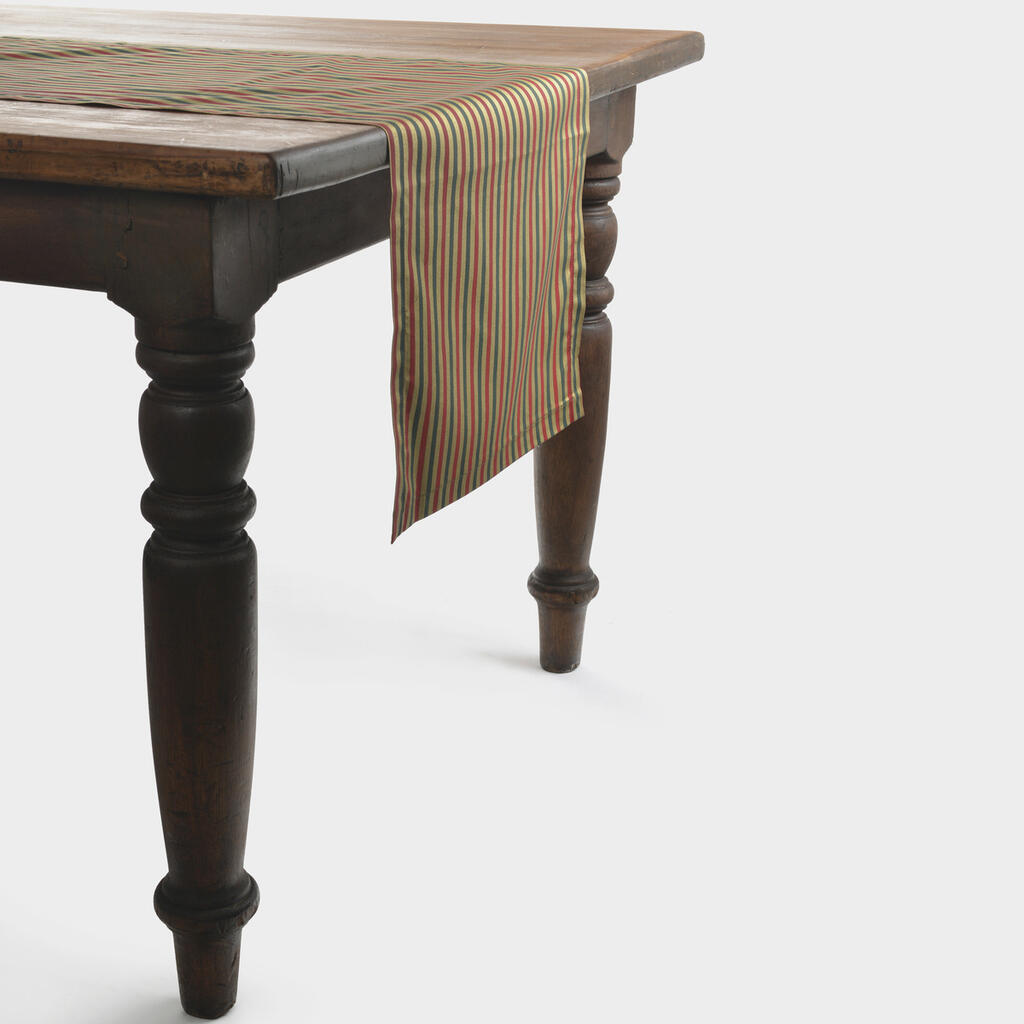 CAMINHO MESA DOURADO VERDE VERMELHO LISTRADO