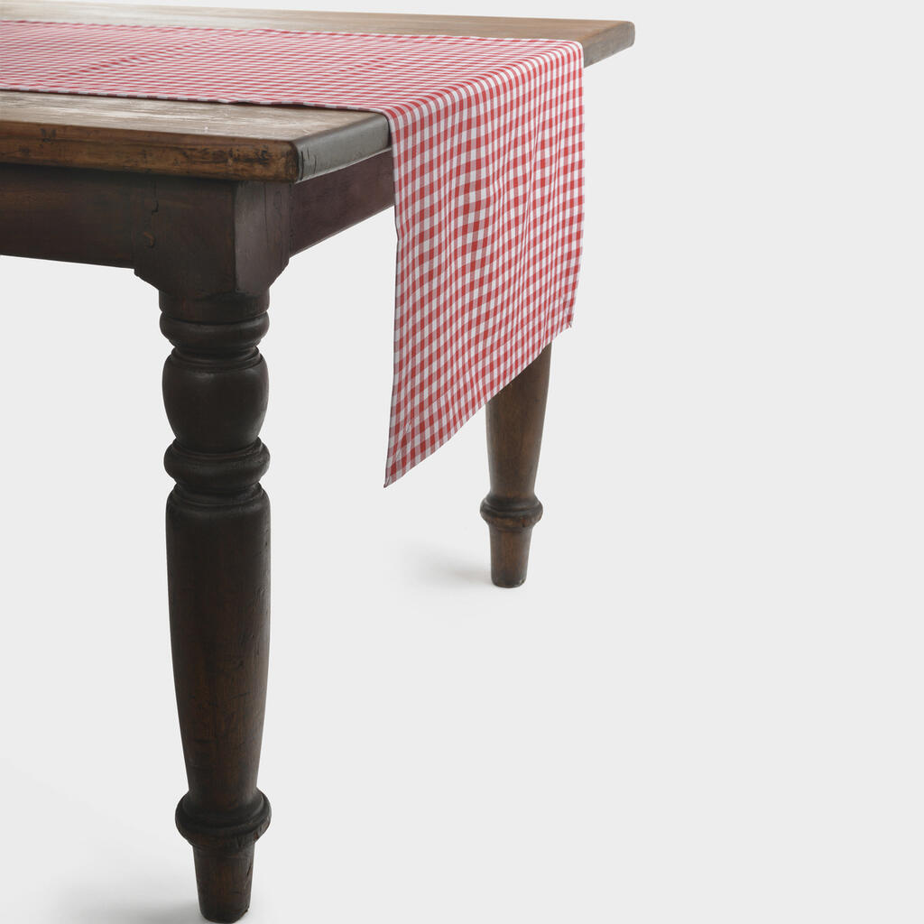 CAMINHO MESA VERMELHO BRANCO XADREZ