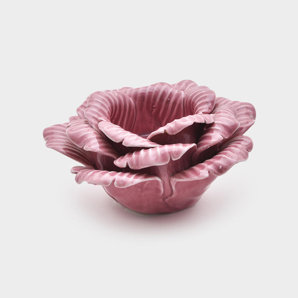 CASTIÇAL CERÂMICA FLOR LILÁS FECHADA