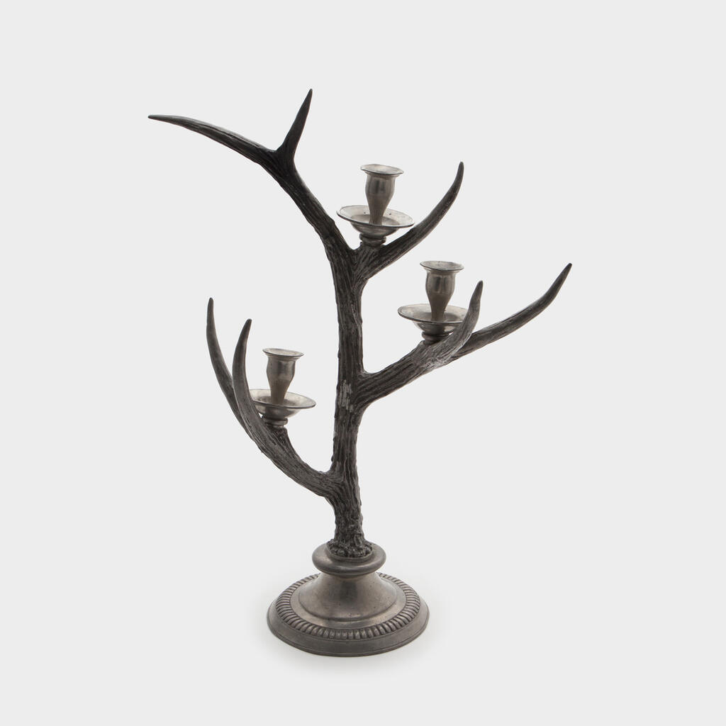 CASTIÇAL ESTANHO CHIFRE 3 VELAS