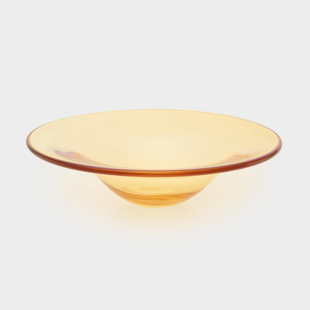 CENTRO DE MESA REDONDO CRISTAL SOPRADO AMBAR