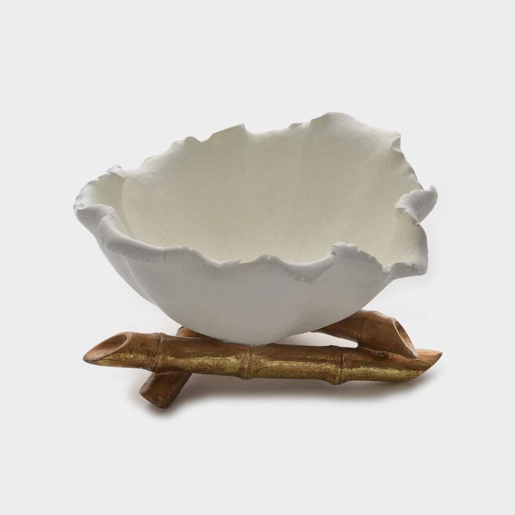 CENTRO DE MESA BRANCO PÉ DE BAMBU DOURADO