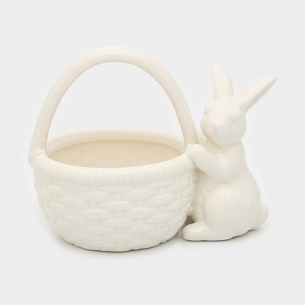 CESTA PORCELANA COELHO EM PÉ