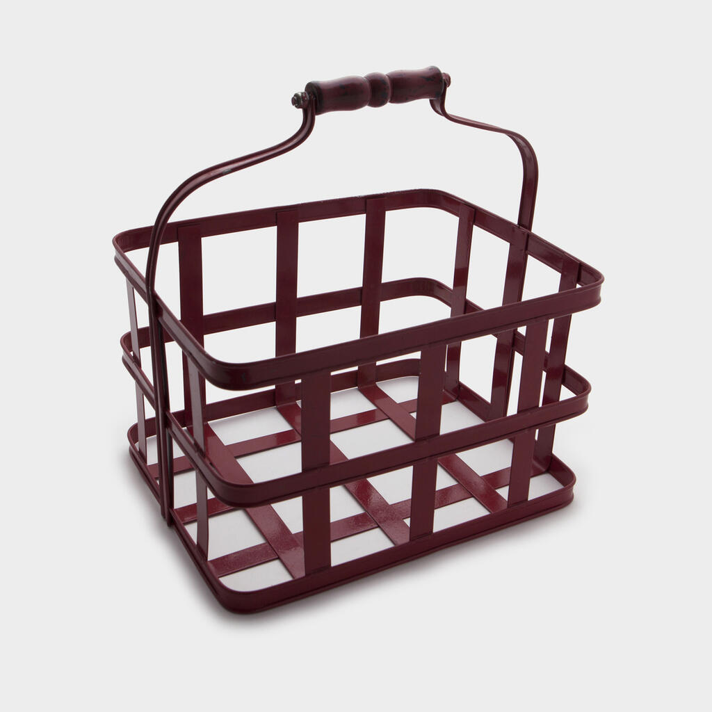 CESTA FERRO VERMELHO VAZADA COM ALÇA