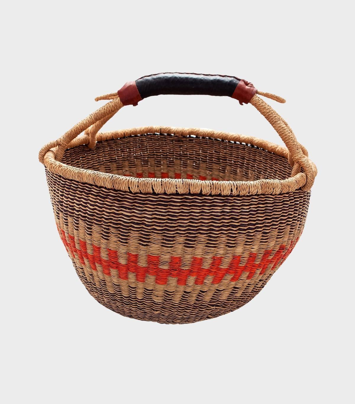 CESTA REDONDA PALHA CELADON LARANJA