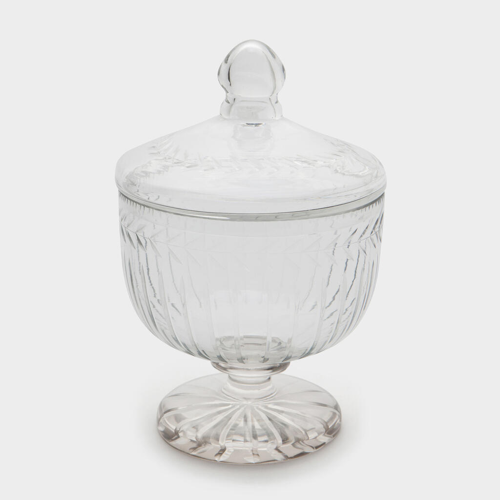 COMPOTEIRA VIDRO GUIRLANDA COM TAMPA