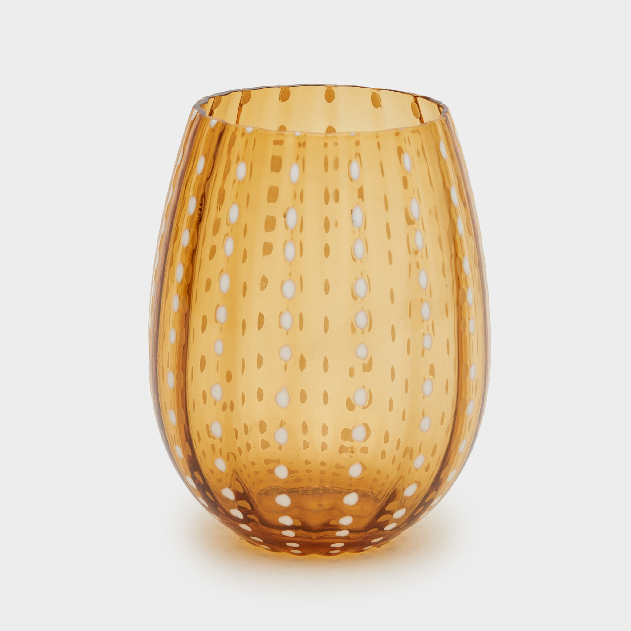 COPO VIDRO ÂMBAR ROMEO PINGO BRANCO