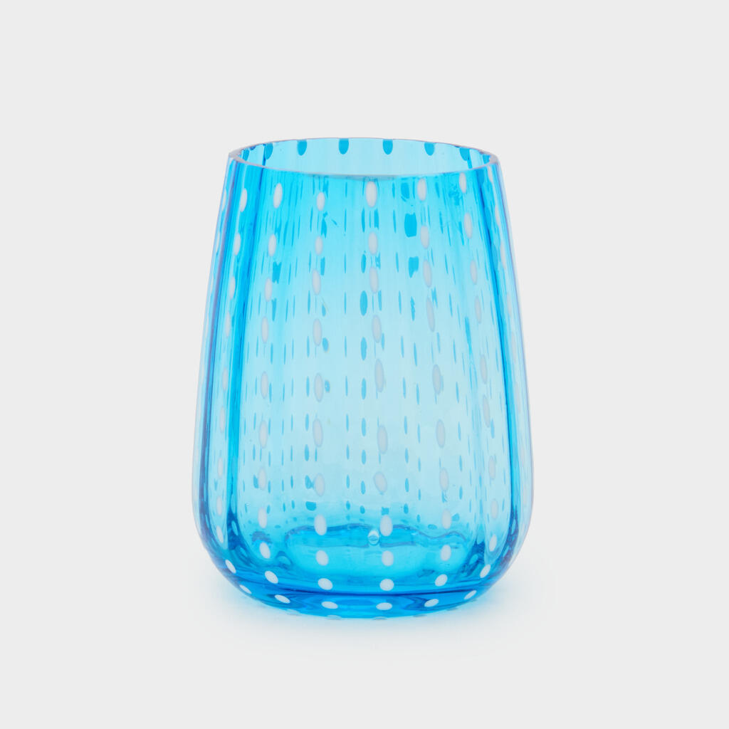 COPO VIDRO AZUL ROMEO PINGO BRANCO