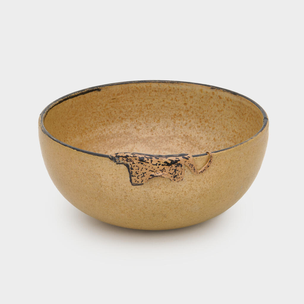 CUMBUCA CERÂMICA OCRE PRETO TIGRE - M