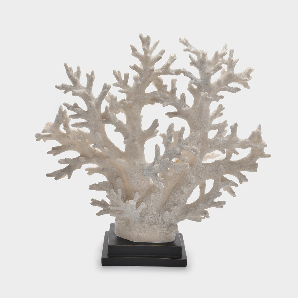 ESCULTURA CORAL BRANCO GALHOS ABERTO