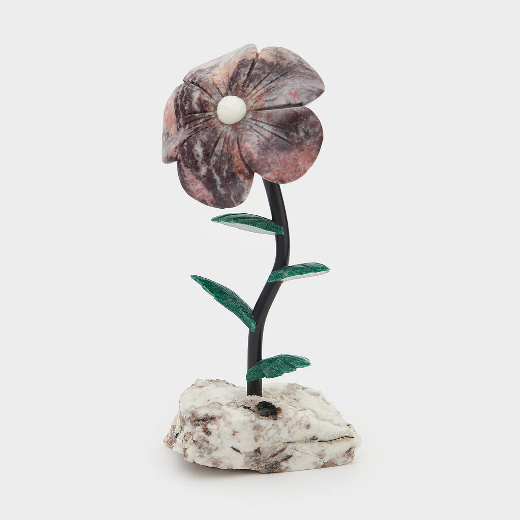 ESCULTURA PEDRA LILÁS FLOR 1 HASTE