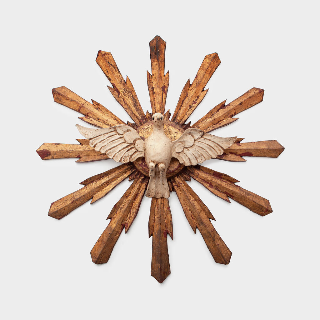 ESCULTURA ESPIRITO SANTO DOURADO PAREDE