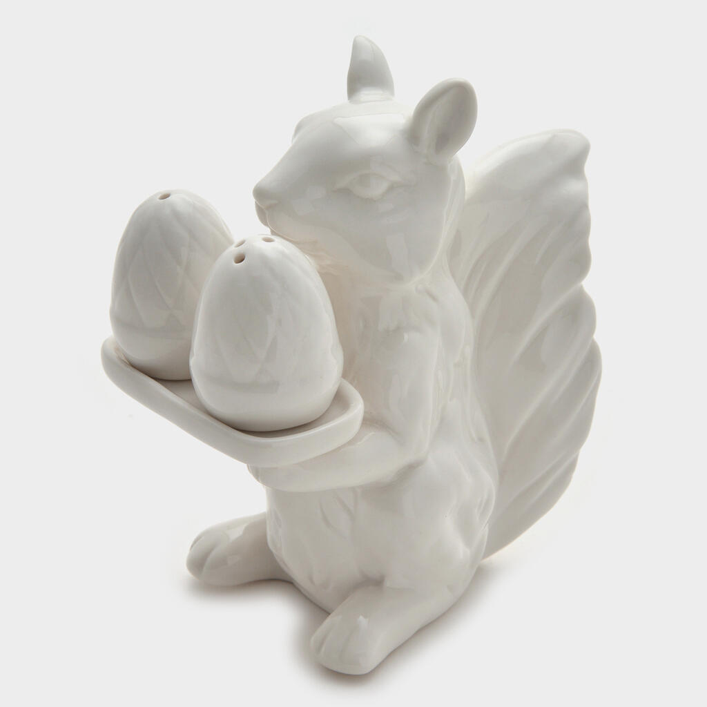 ESCULTURA ESQUILO CERÂMICA BRANCO SAL PIMENTA