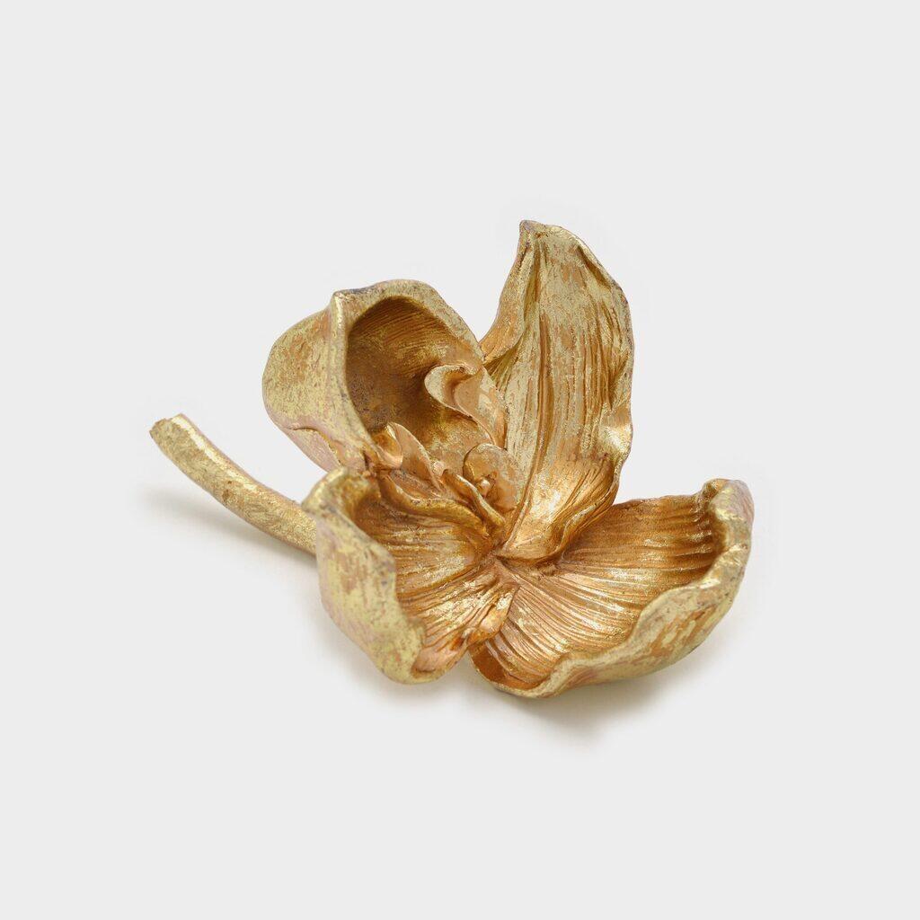 FLOR RESINA DOURADA 4 PETALAS