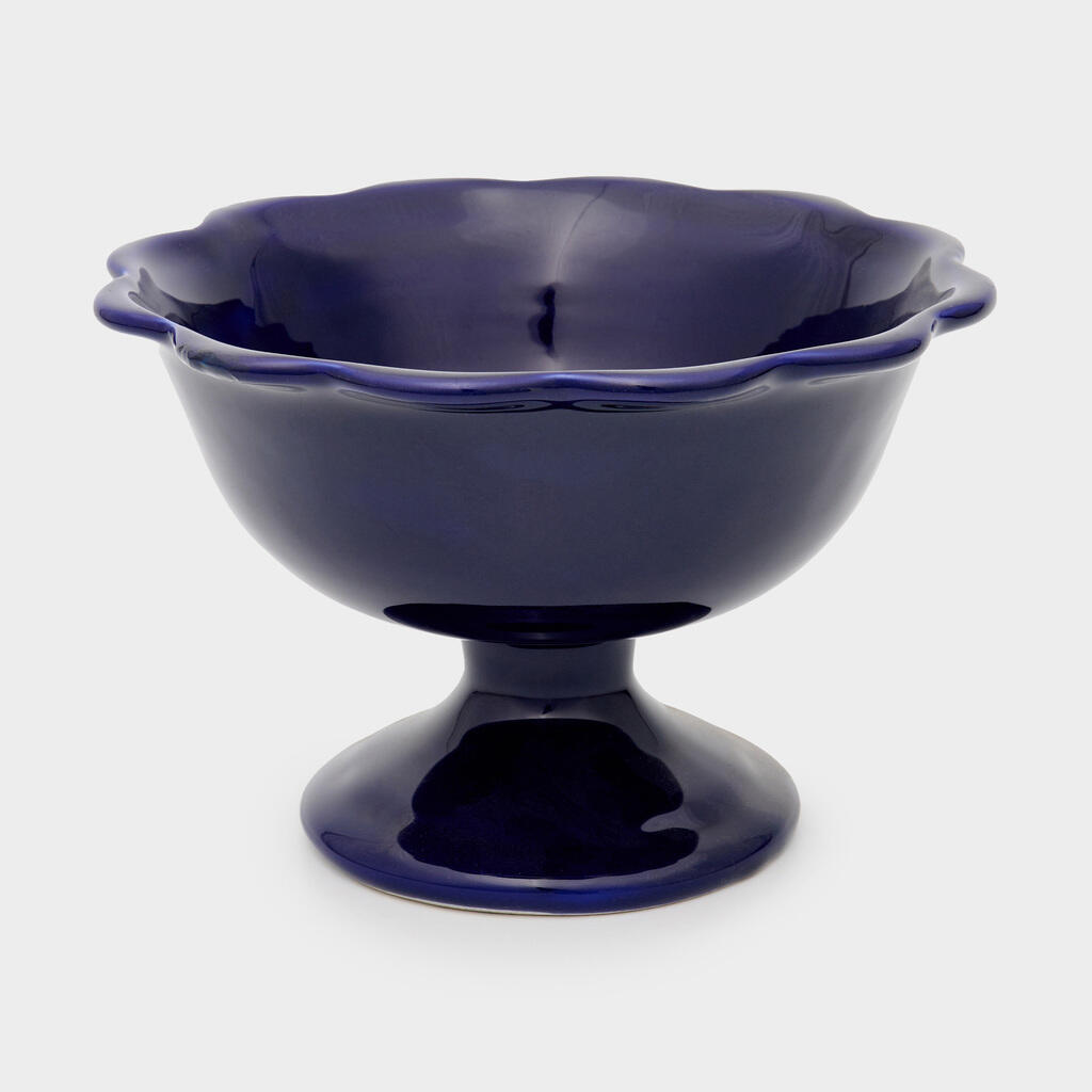 FRUTEIRA CERÂMICA BORDA ONDULADA MARINHA