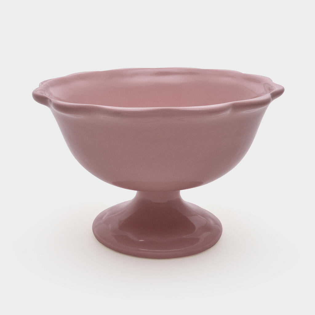 FRUTEIRA CERÂMICA ROSA CLARO BORDA ONDULADA
