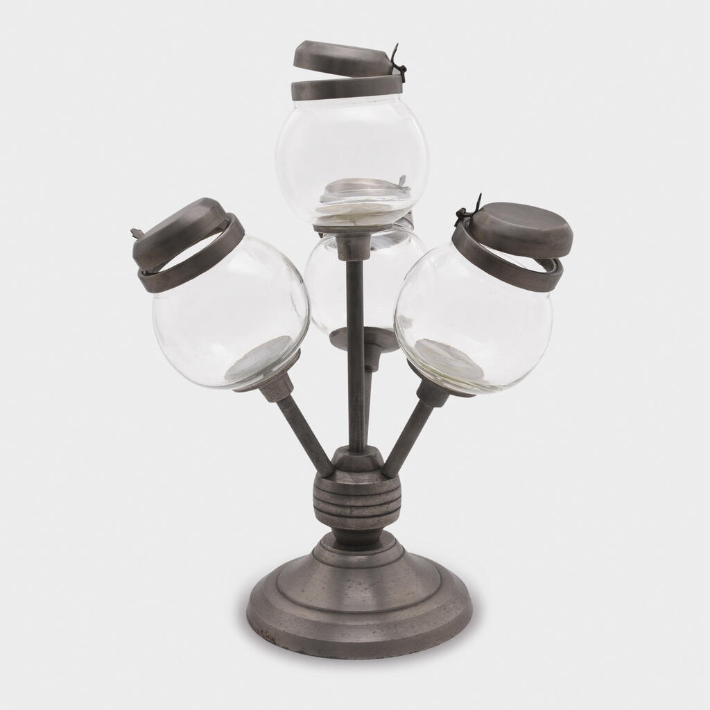 BALEIRO ESTANHO VIDRO 4 BOWLS