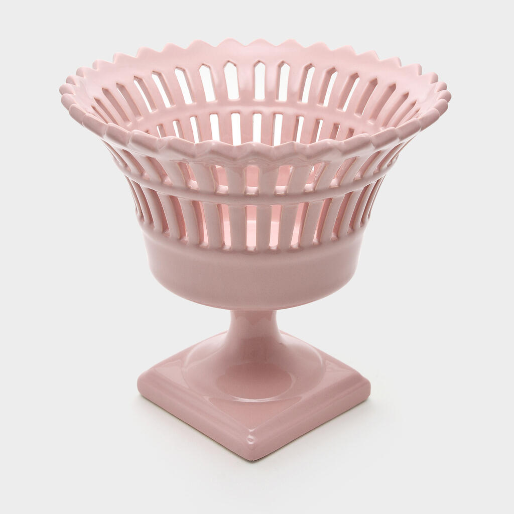 FRUTEIRA CERÂMICA ROSA CLARO VAZADA