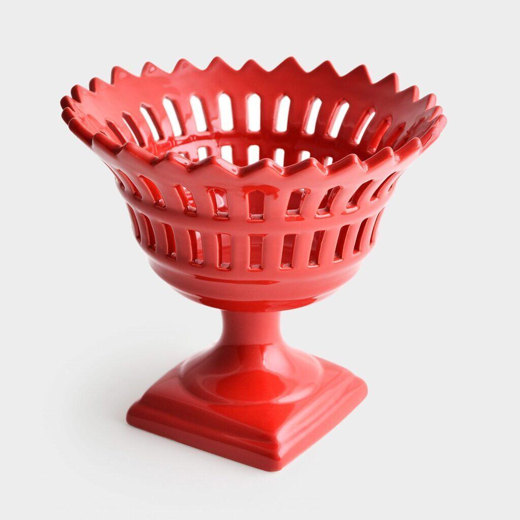 FRUTEIRA CERÂMICA VERMELHO VAZADA - P