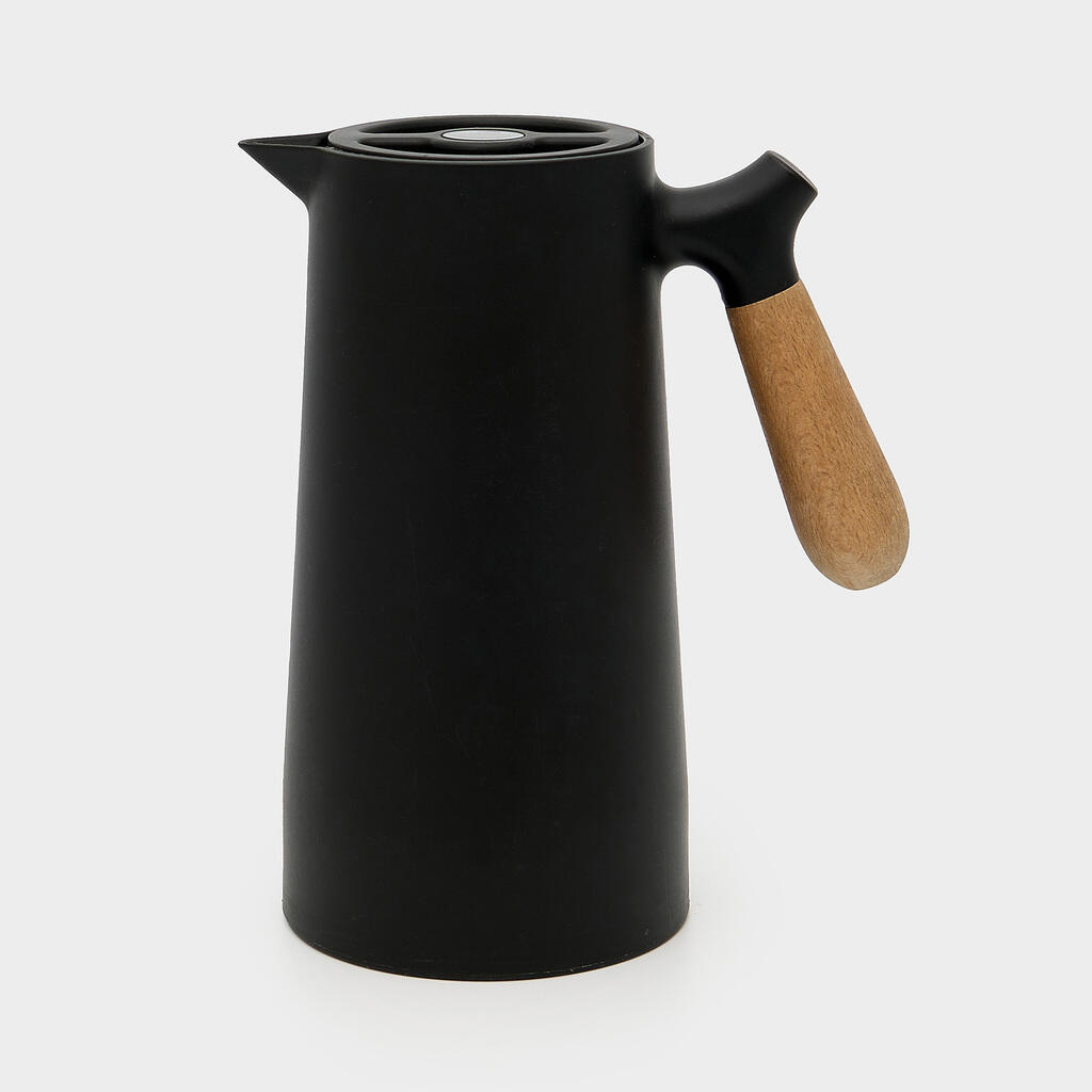 GARRAFA TÉRMICA PRETA CABO MADEIRA