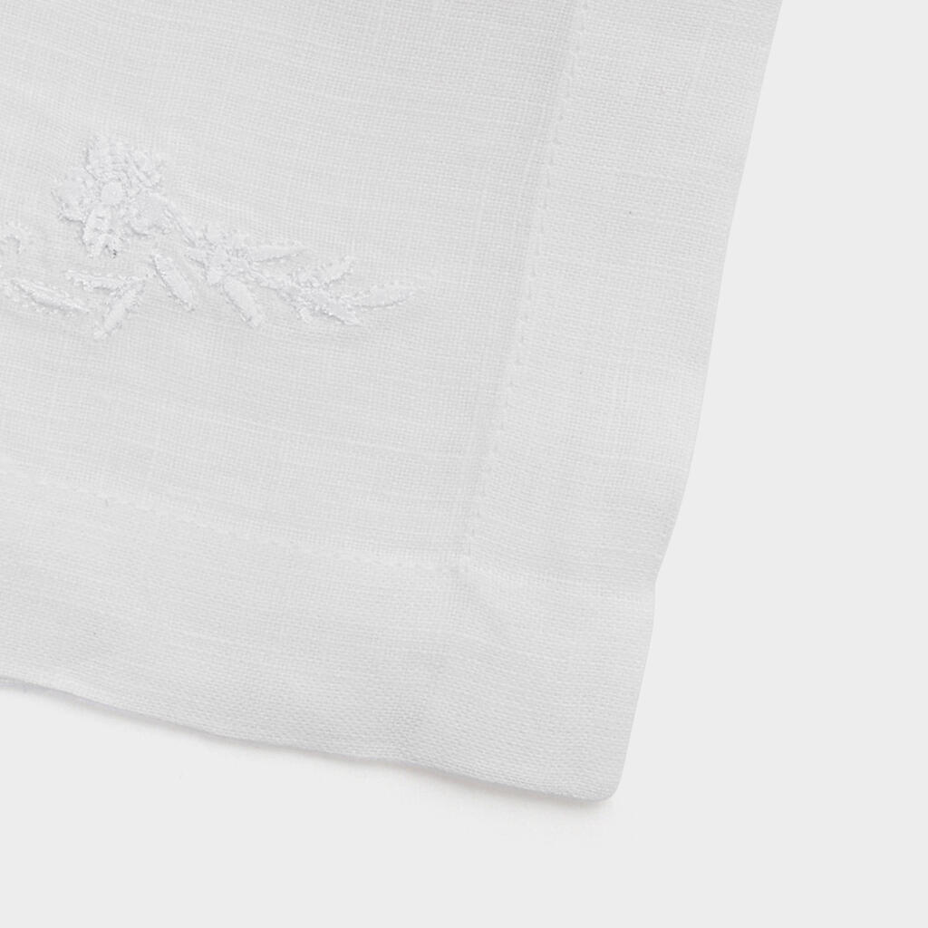 GUARDANAPO COQUETEL LINHO BRANCO BORDADO
