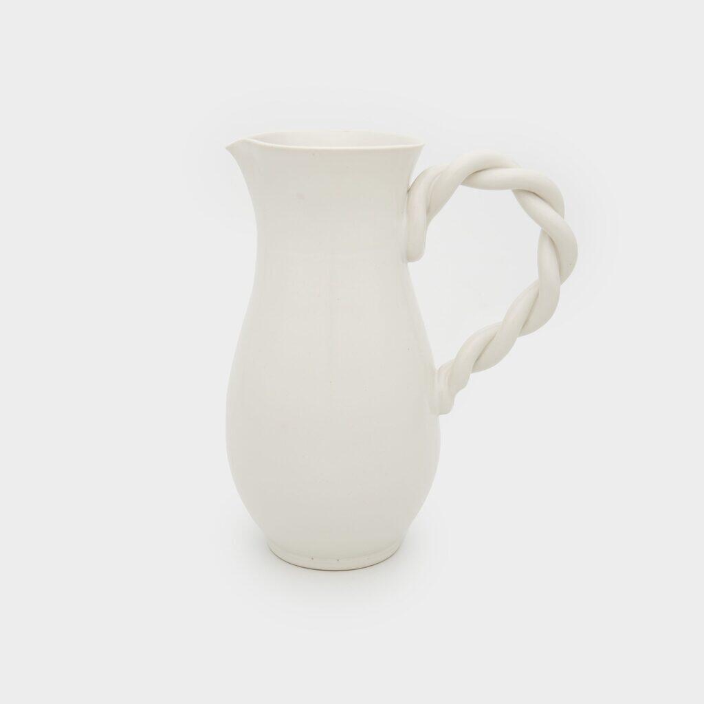 JARRA CERÂMICA BRANCA ALÇA CORDA