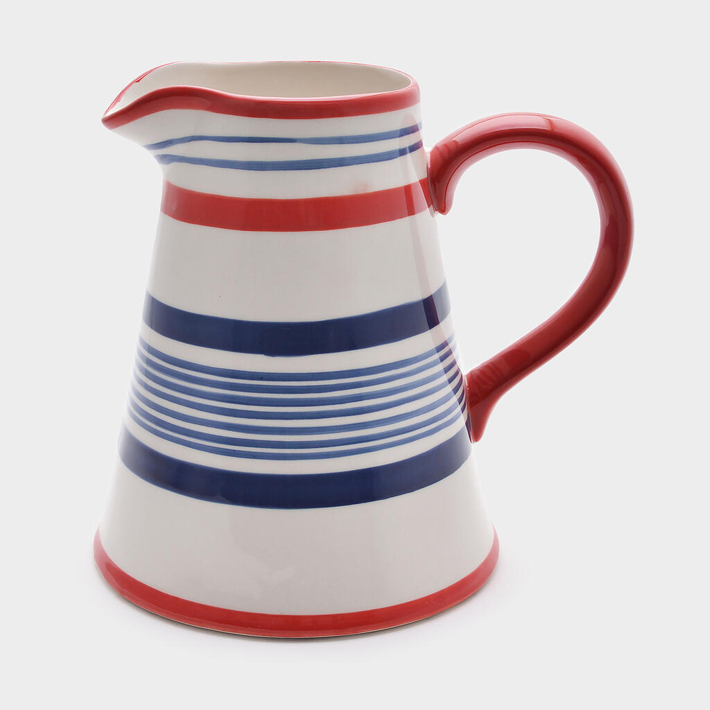 JARRA BRANCA LISTRA AZUL E VERMELHA