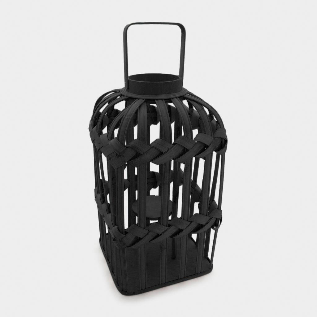 LANTERNA BAMBU TRAMADA PINTURA PRETA