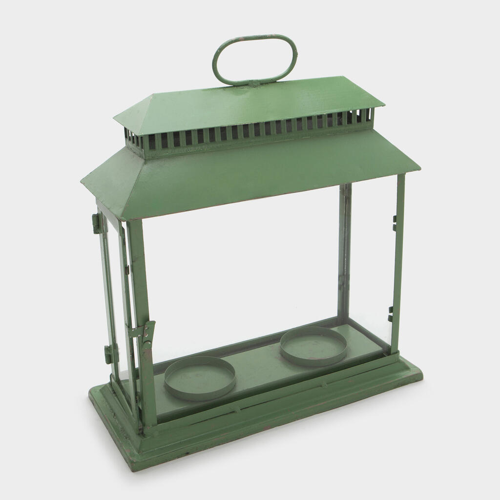 LANTERNA RETANGULAR FERRO VERDE