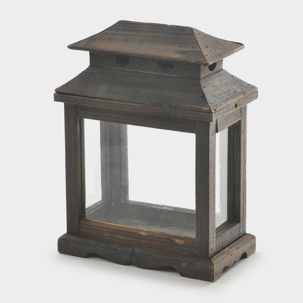 LANTERNA RETANGULAR MADEIRA VIDRO P