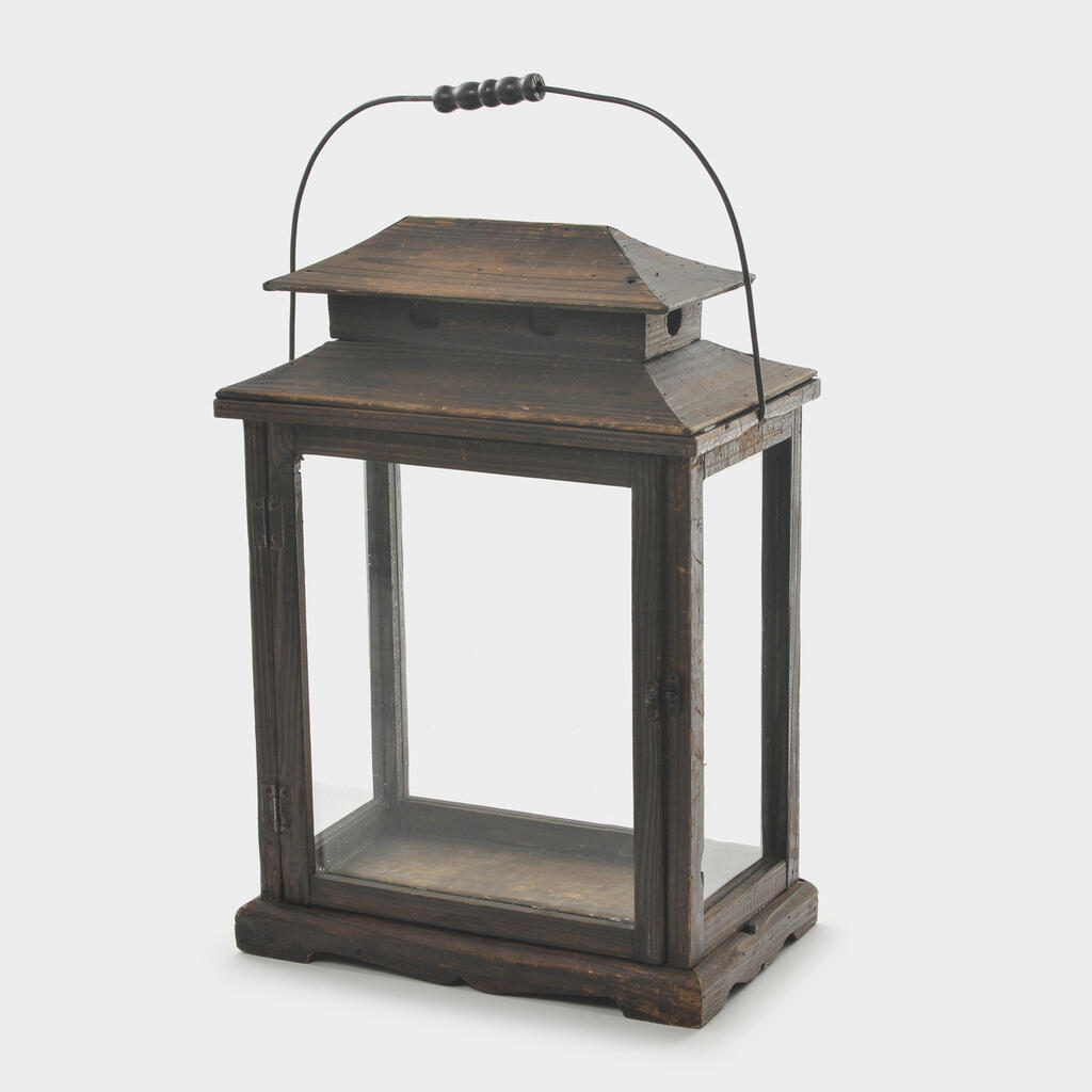 LANTERNA RETANGULAR MADEIRA VIDRO M
