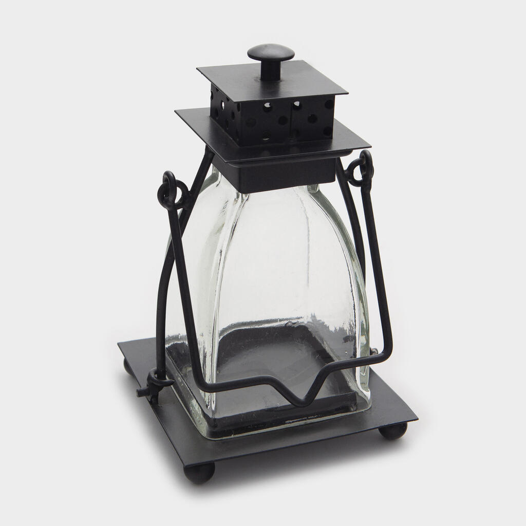 LANTERNA FERRO VIDRO PRETO SINO - P