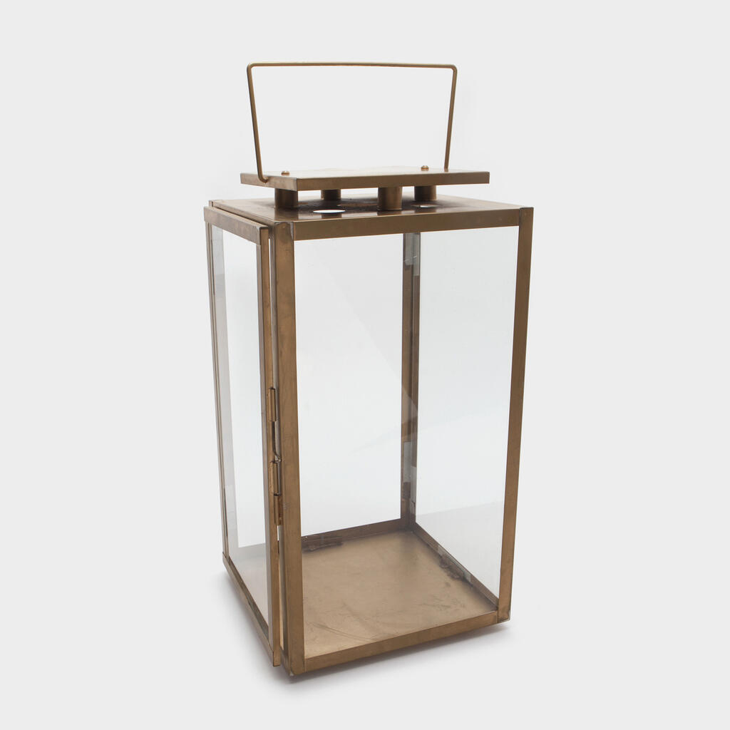 LANTERNA QUADRADA DOURADA COM ALÇA - G