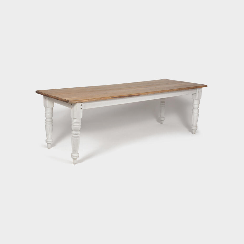 MESA TAMPO NATURAL PÉ TORNEADO BRANCO