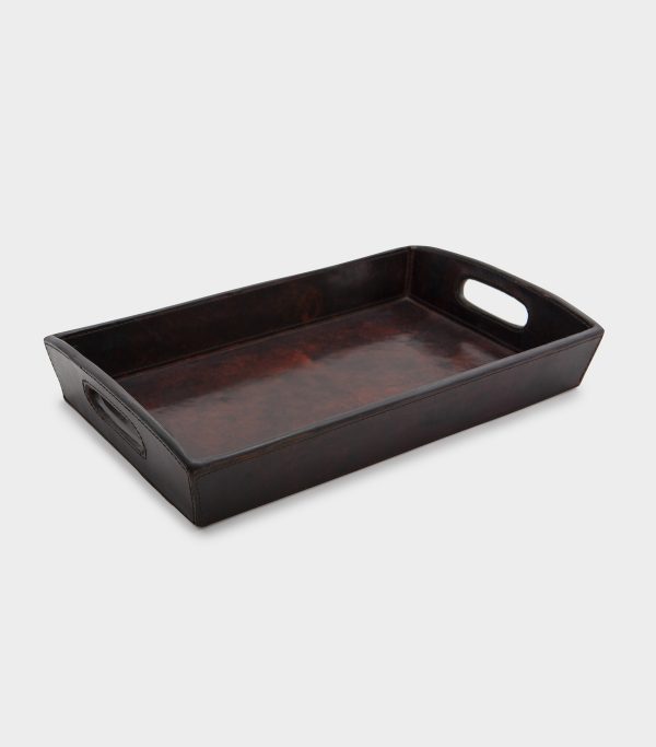 BANDEJA RETANGULAR COURO COM ALÇA
