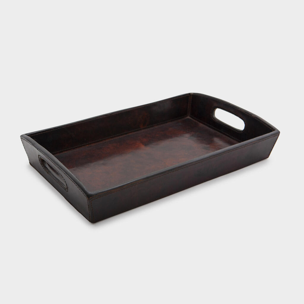 BANDEJA RETANGULAR COURO COM ALÇA