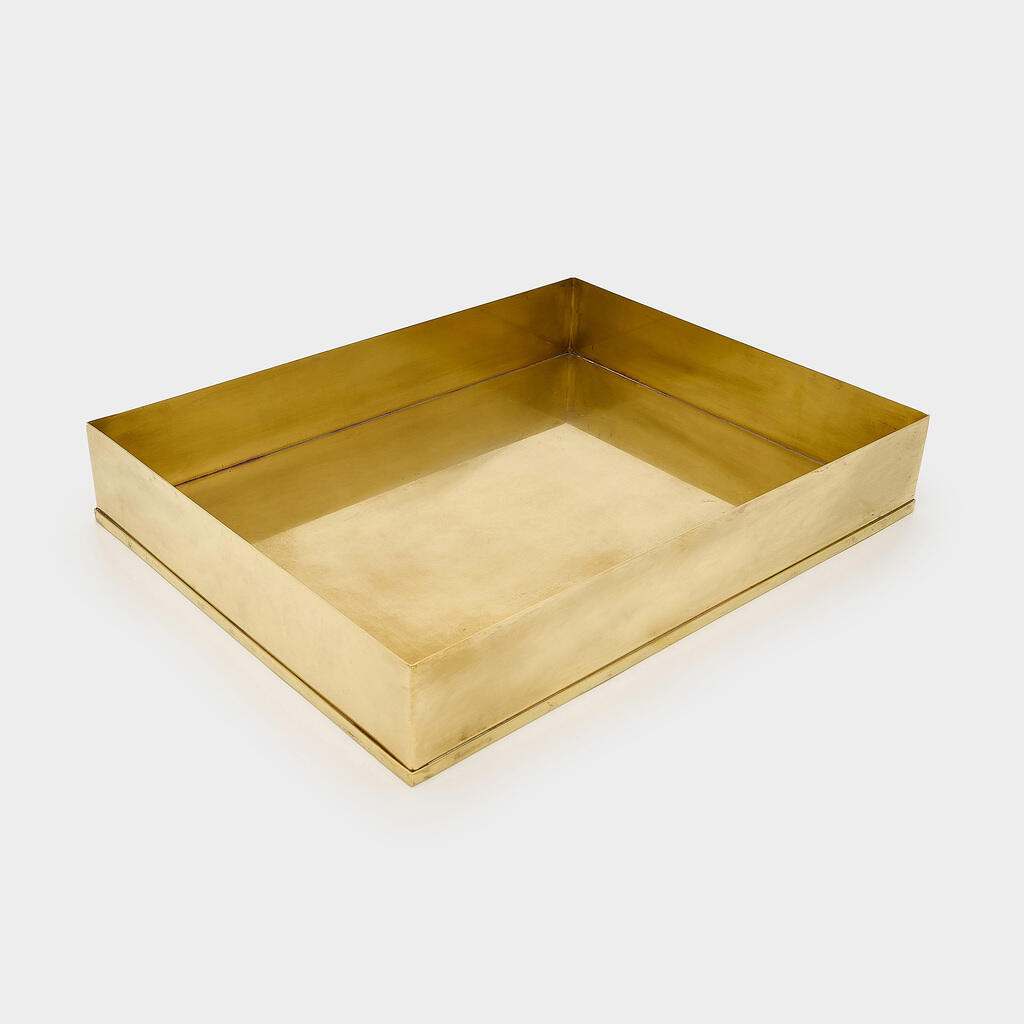 BANDEJA RETANGULAR DOURADA CAIXA