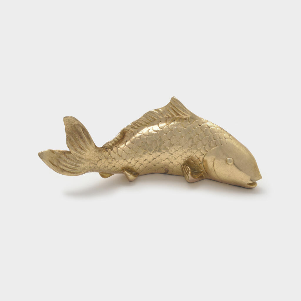 ESCULTURA PEIXE RESINA DOURADA