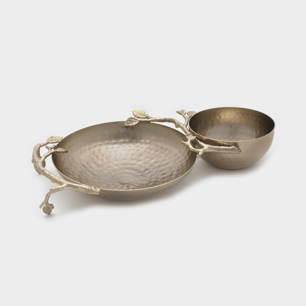 PETISQUEIRA DOURADO VELHO 2 BOWLS FOLHAS