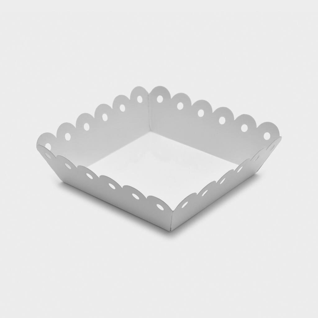 BANDEJA QUADRADA FERRO BRANCO ESMALTE - PP