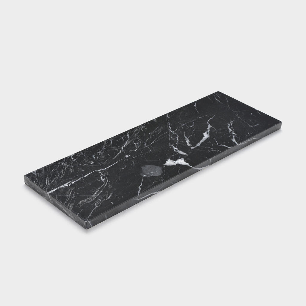 PLACA RETANGULAR MÁRMORE PRETO RAJADO