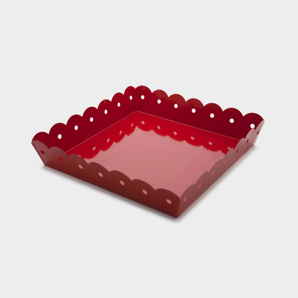 BANDEJA QUADRADA FERRO VERMELHO ESMALTE - G