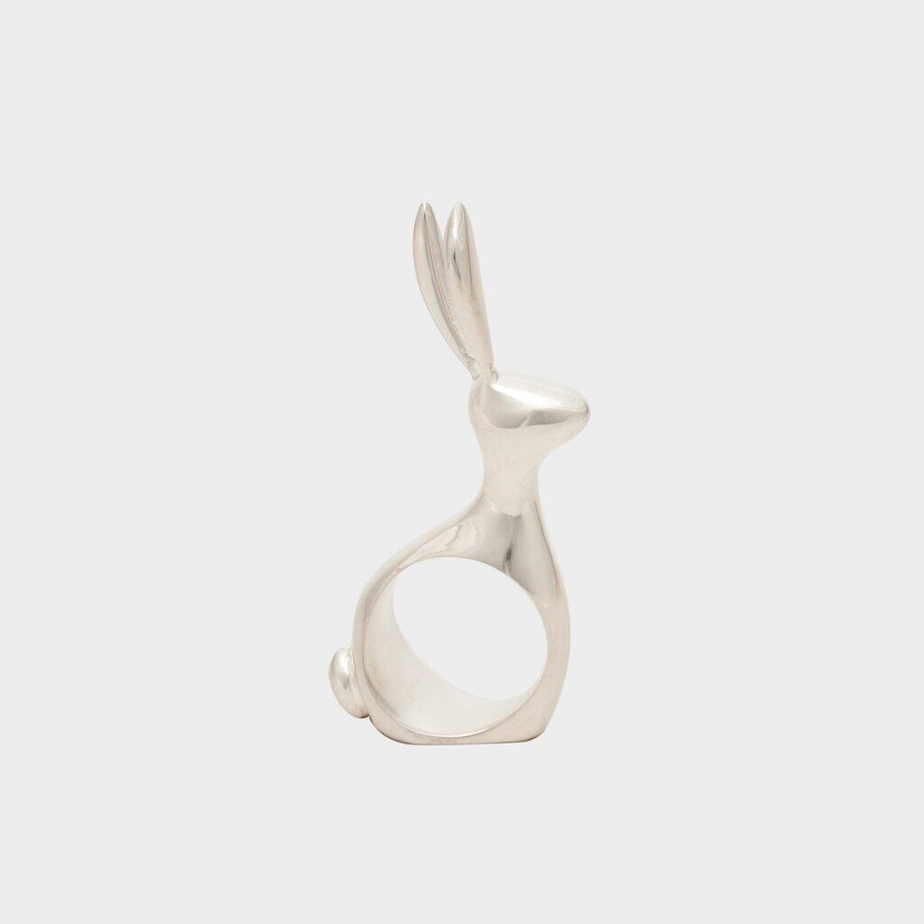 PORTA GUARDANAPO COELHO PRATA