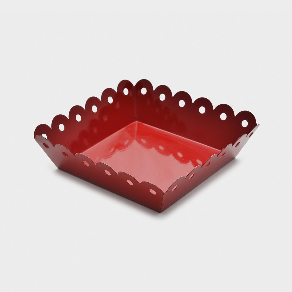 BANDEJA QUADRADA FERRO VERMELHO ESMALTE - PP