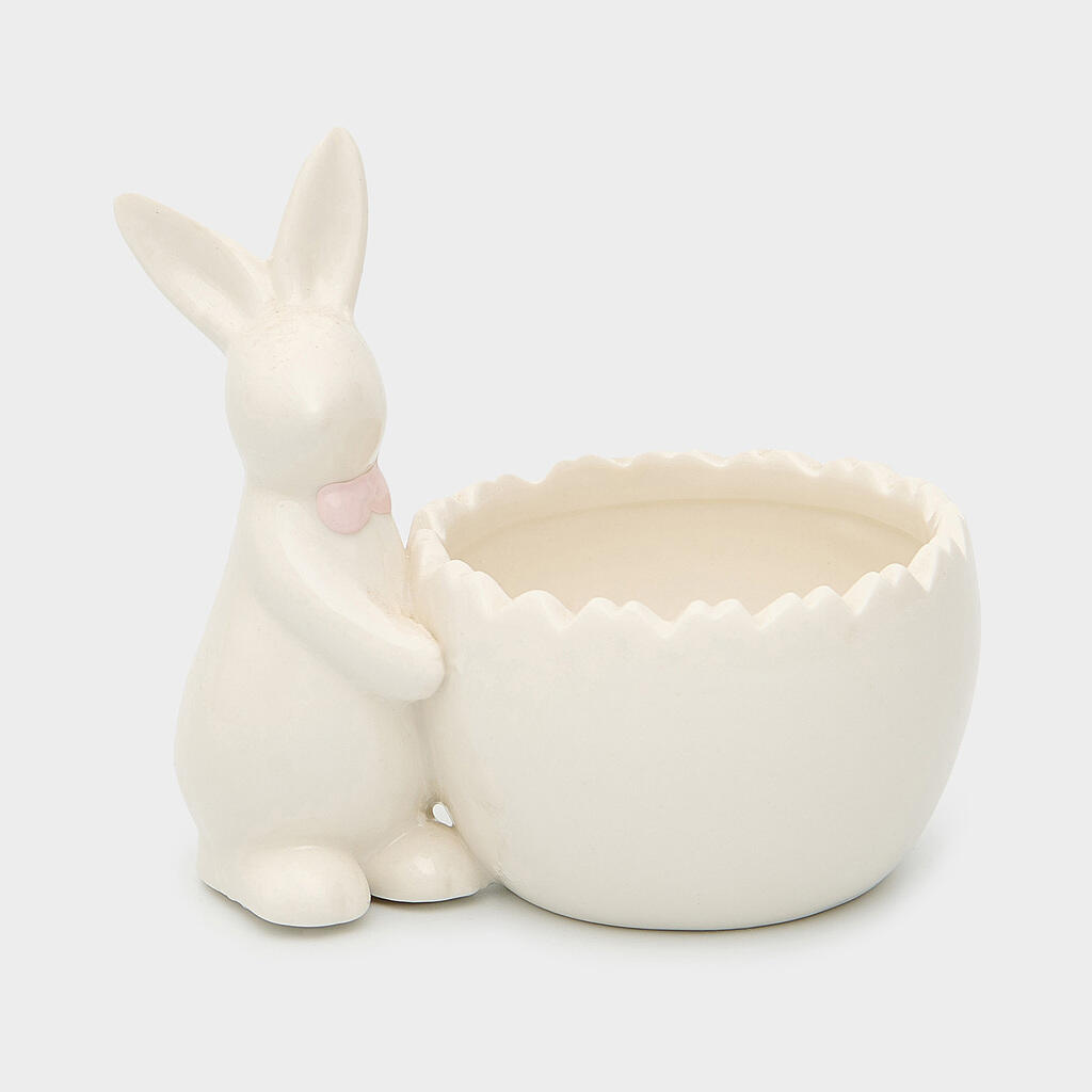 POTE PORCELANA ROSA COELHO LAÇO ROSA