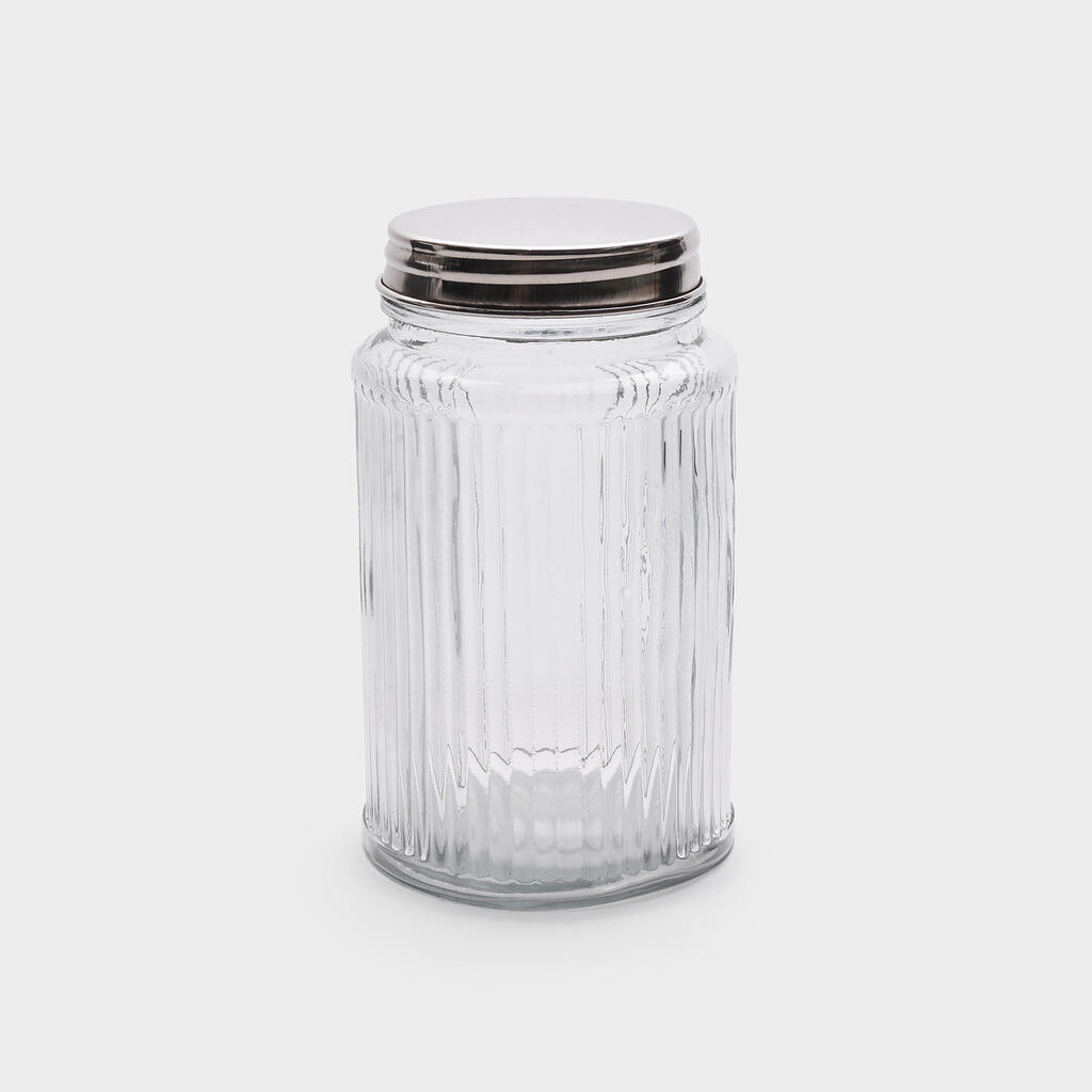 POTE VIDRO CANELADO COM TAMPA - G